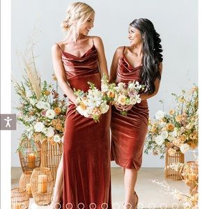 Revelry skye velvet dress Terracotta
